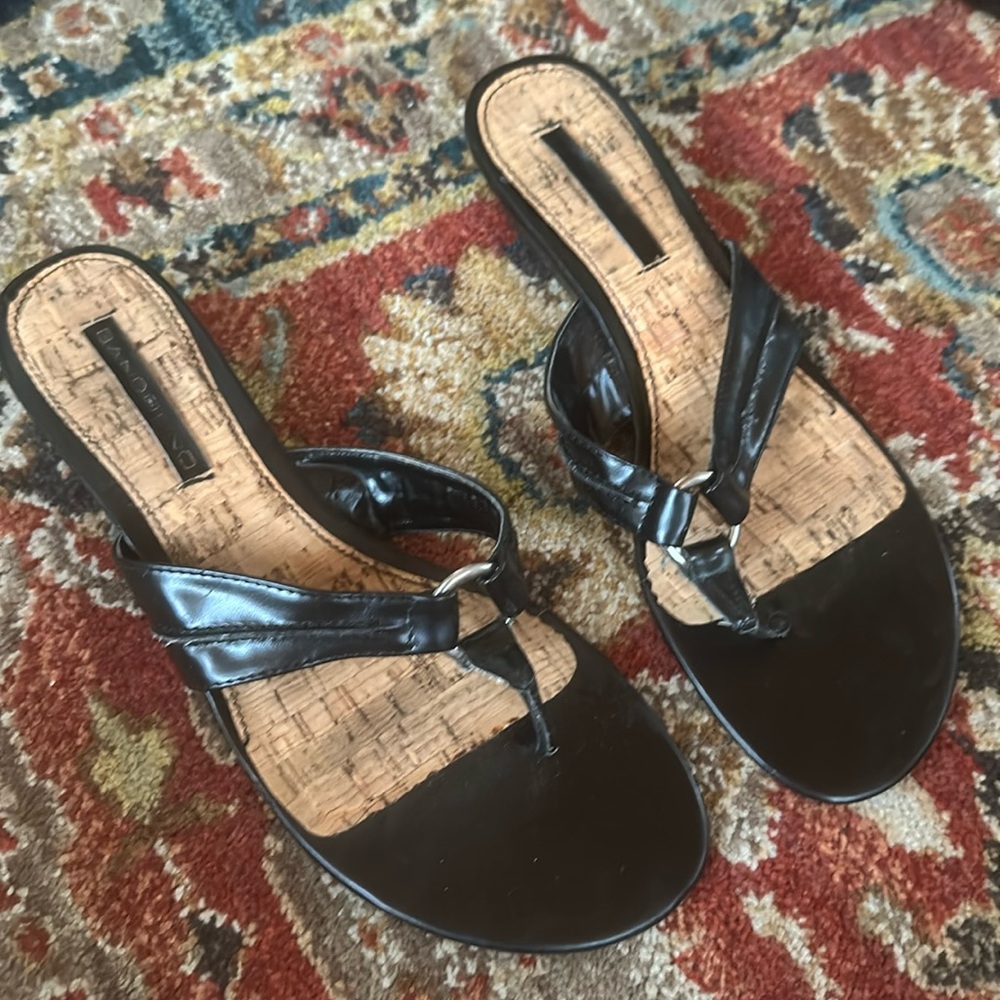Bandolino black wedge sandals.  Size 9
